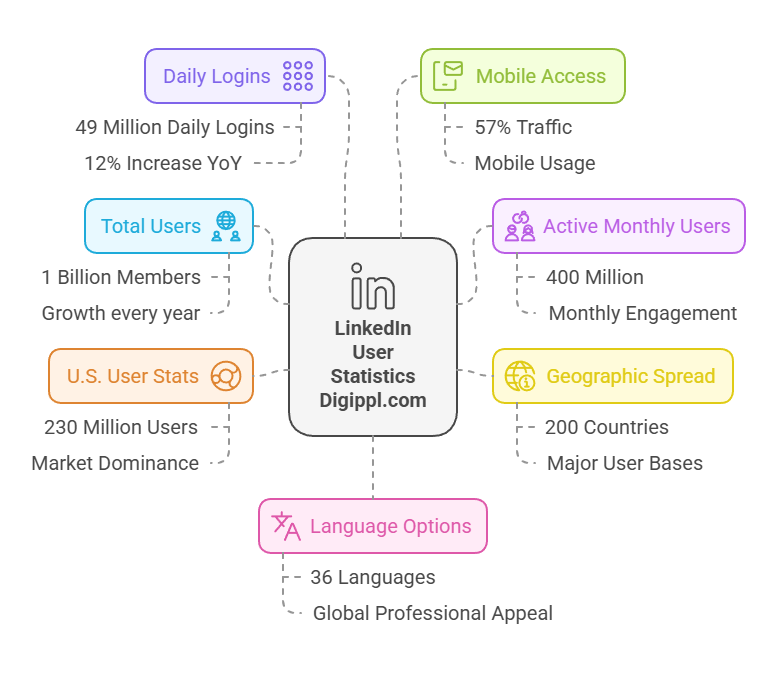 linkedin statistics and facts at digippl.com