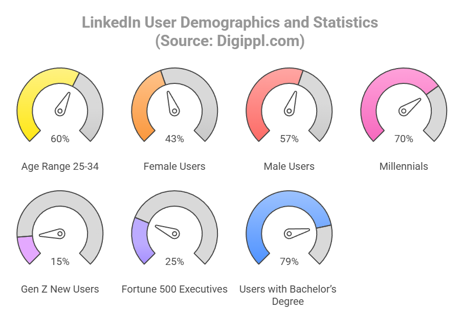 LinkedIn User Demographics and Statistics (Source Digippl.com)